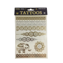 Nouveaux autocollants de tatouage métalliques temporaires à la mode or et ruban